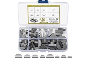BAYIDUN Woodruff Key Assortment Kit, 80pcs Metric Woodruff Keys, Half Moon Keys, Half Moon Semicircle Bond Key Hardware Keyway Set, Shaft Crank Key for Fasteners Mechanical Industry Crankshaft (80Pcs)