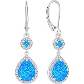 FYNSBLE Opal Earrings for Women 925 Sterling Silver Infinity/Heart Opal Dangle Drop Leverback Earrings Hypoallergenic Jewelry for Women