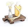 Honeydak Wood Pedestal Riser Tray Soap Dispenser Stand for Kitchen Sink Counter Wooden Holder for Bottles Plant Makeup Tissues Candles Guest Towels Vanity Plate Jewelry Soap Decor(Brown)