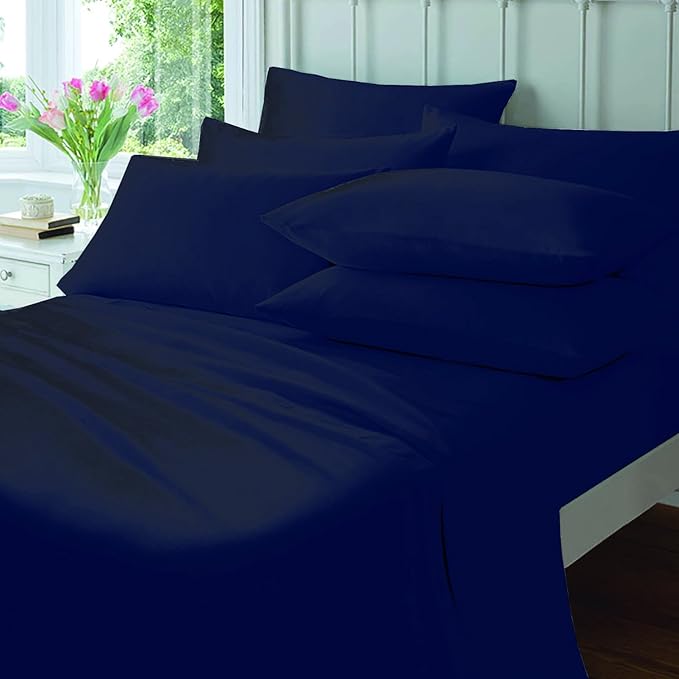 SleepyNights Navy Blue Fitted Sheet Egyptian Cotton Hotel Quality Bunk