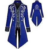 KDAFJLKD Medieval Clothing Men's Costumes Steampunk Jacket, Victorian Gothic Tailcoat, Halloween Pirate Vampire Costumes
