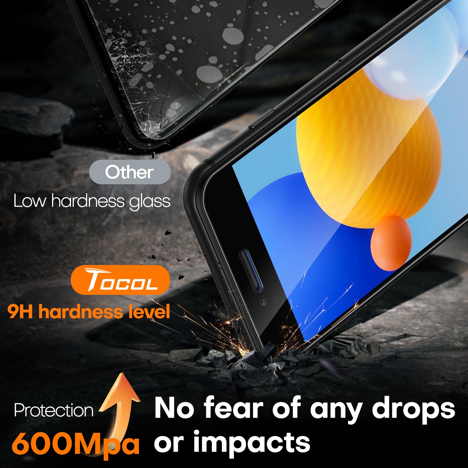 TOCOL 2 Pack Screen Protector for iPhone SE 3/2 (2022/2020 Edition), iPhone 8/7, iPhone 6s/6 4.7-Inch Instant Installation 14FT Military Grade Protective 9H+ Tempered Glass HD No Bubbles No Dust