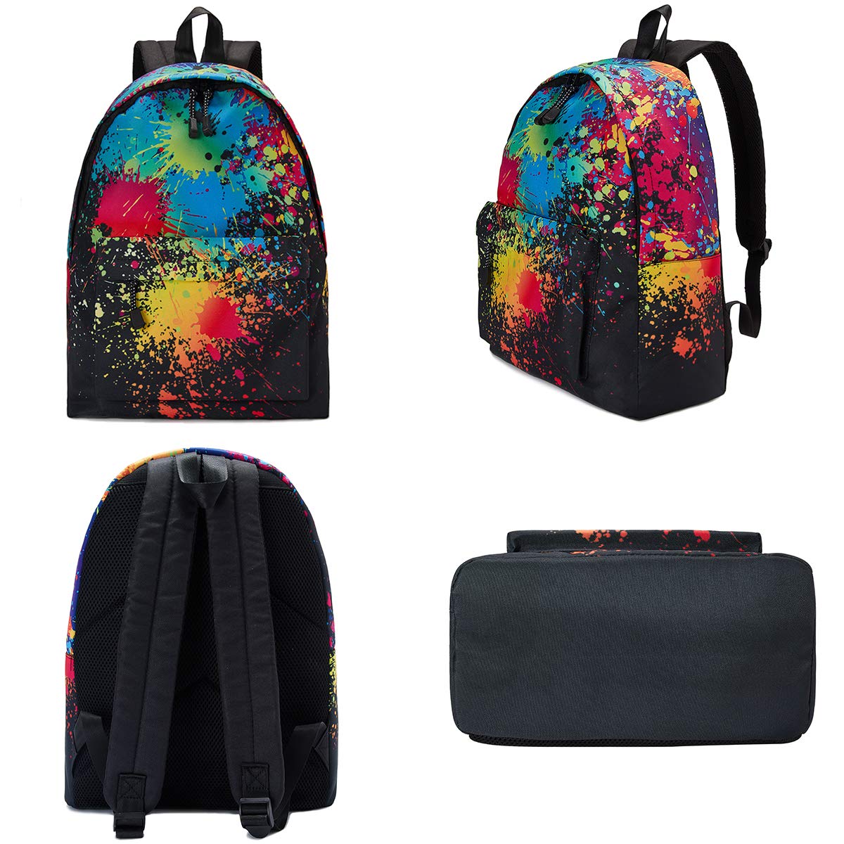 TUONROAD Teenage School Backpack 3D Printed Tiedye School Backpack Multi Pocket Printing Collection Backpack