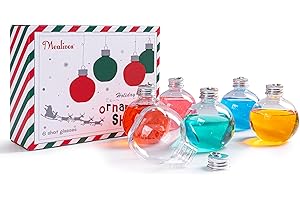 MYMEALIVOS 6 Pcs Clear Christmas Ornaments Drink Balls, 5oz Plastic Fillable Christmas Ornaments Balls for Christmas Tree Hanging Decoration and White Elephant Gift