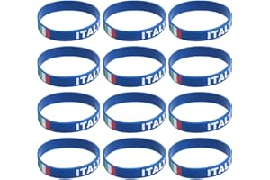 VINTORKY 12pcs Soccer Motivational Silicone Wristband, National Flag Bangles Bracelets Set, Football Game Wrist Bands for Spo