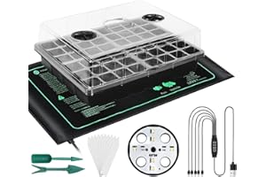 CANNABMALL Seed Starter Tray with Seedling Heat Mat, Grow Light Samsung LM281B Diodes, Dimmable Seedling Starter Trays, 96 Cells Germination Trays Kit with Humidity Dome for Indoor Gardening Plant