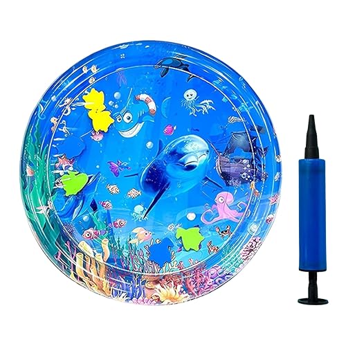 Interactive Cat Water Play Mat & Dog Cooling Mat with Pump - Thickened PVC Inflatable Pet Water Bed Pad for Cats, Dogs & Babies (65cm） (Pirate Ship)