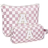 Narwey Valentines Day Gifts for Kids Teen Girls Women, Initial Makeup Bag Tween Trendy Stuff 6 8 10 11 12 14 16 18 Years Old, Personalized Cosmetic Toiletry Bag, Birthday Gifts for Women (Pink A)