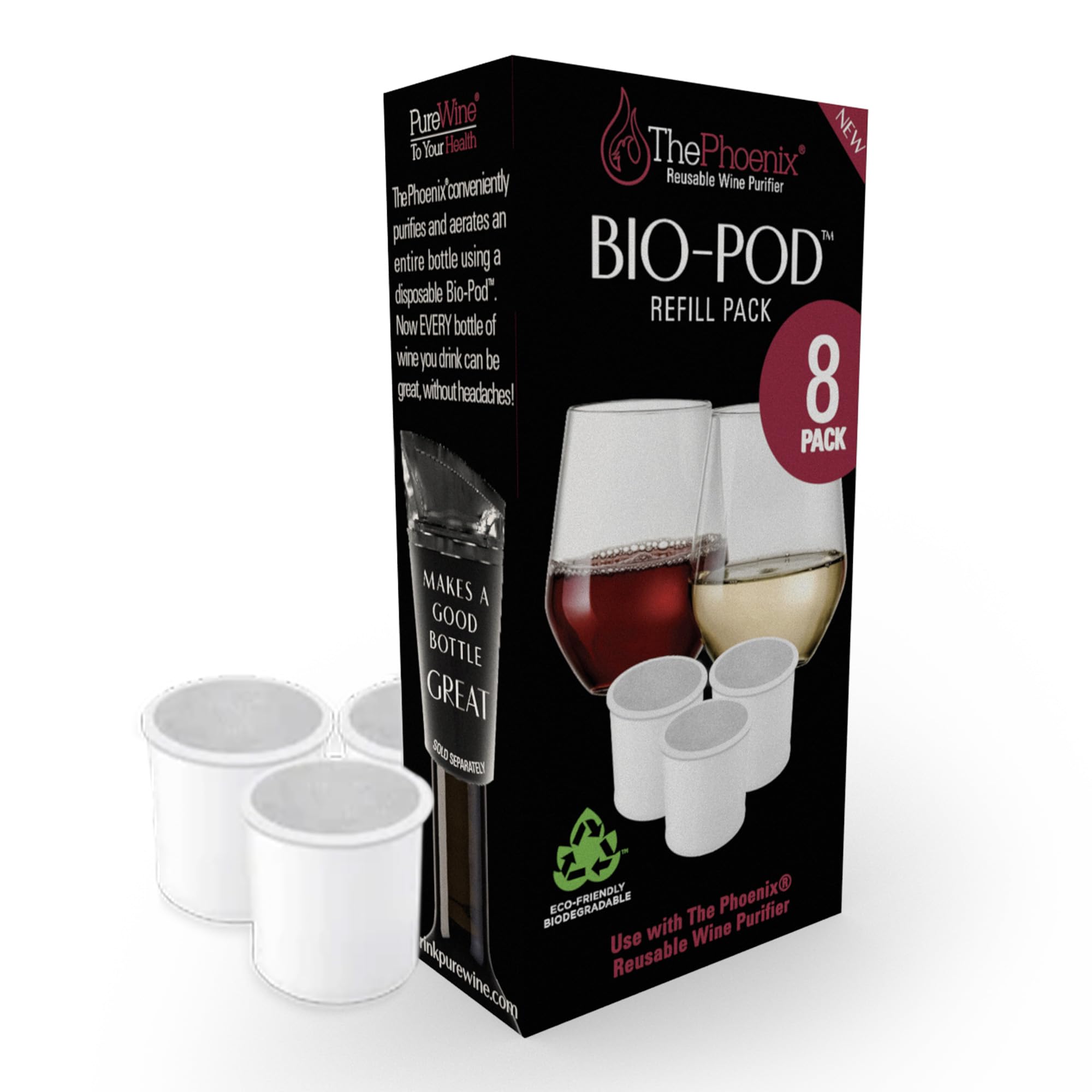 PureWine Phoenix 8-Pack Refill for Wine Filter