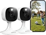 AOQEE Indoor Security Camera 2 Pack 2K Pet Baby Monitor Alexa Compatible