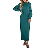 Caracilia 2 Piece Skirt Set for Women Sweater Dress Long Sleeve Oversized Tops Matching Maxi Skirts 2025 Fall Outfits Clothes
