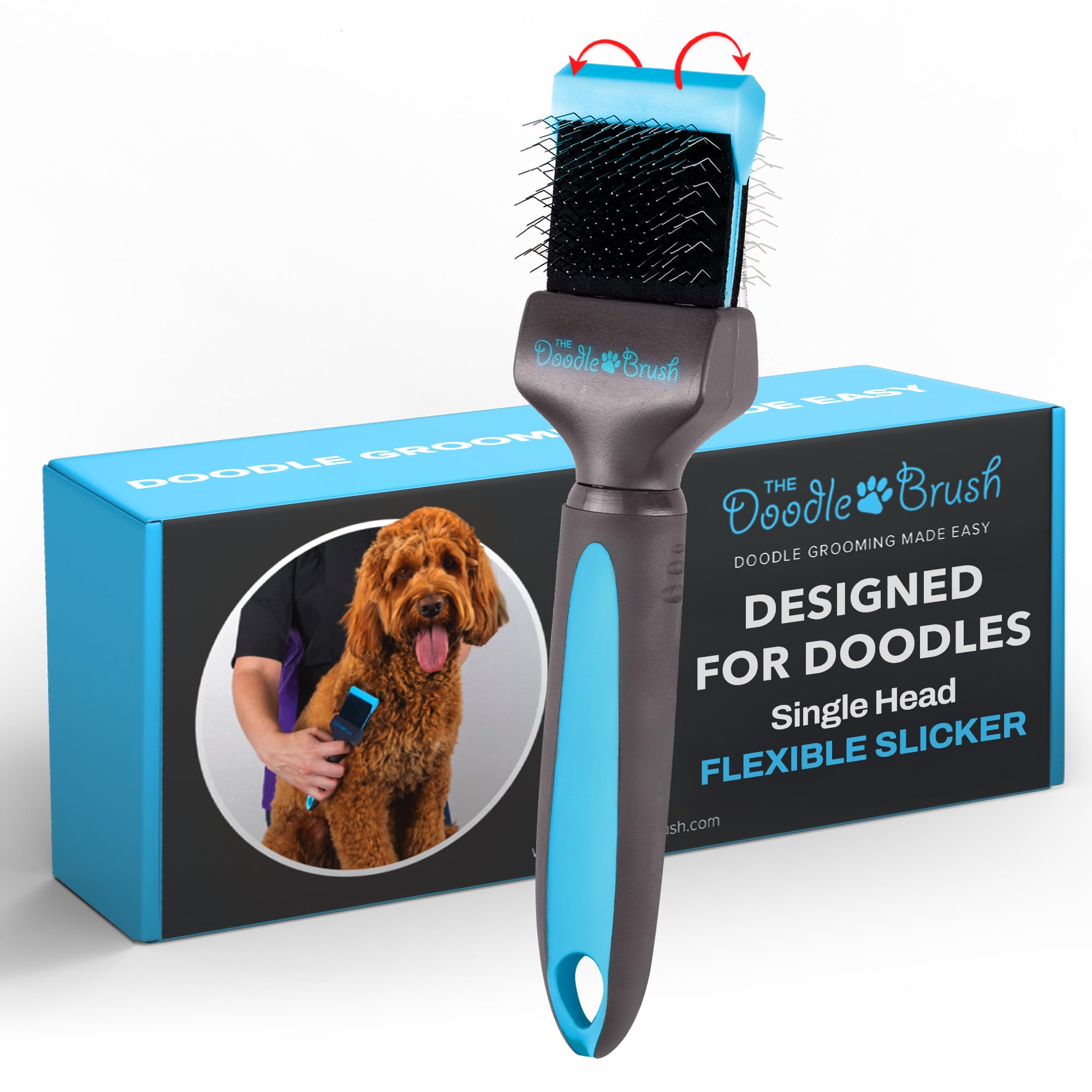 The Doodle Brush, Slicker Brush for Dogs, Single Head Dog Grooming Brushes, Flexible Head Slicker for Dogs, Poodle, Labradoodle, Cockapoo, Tangle-Free Grooming, Healthy & Shiny Coat Pet Brushes