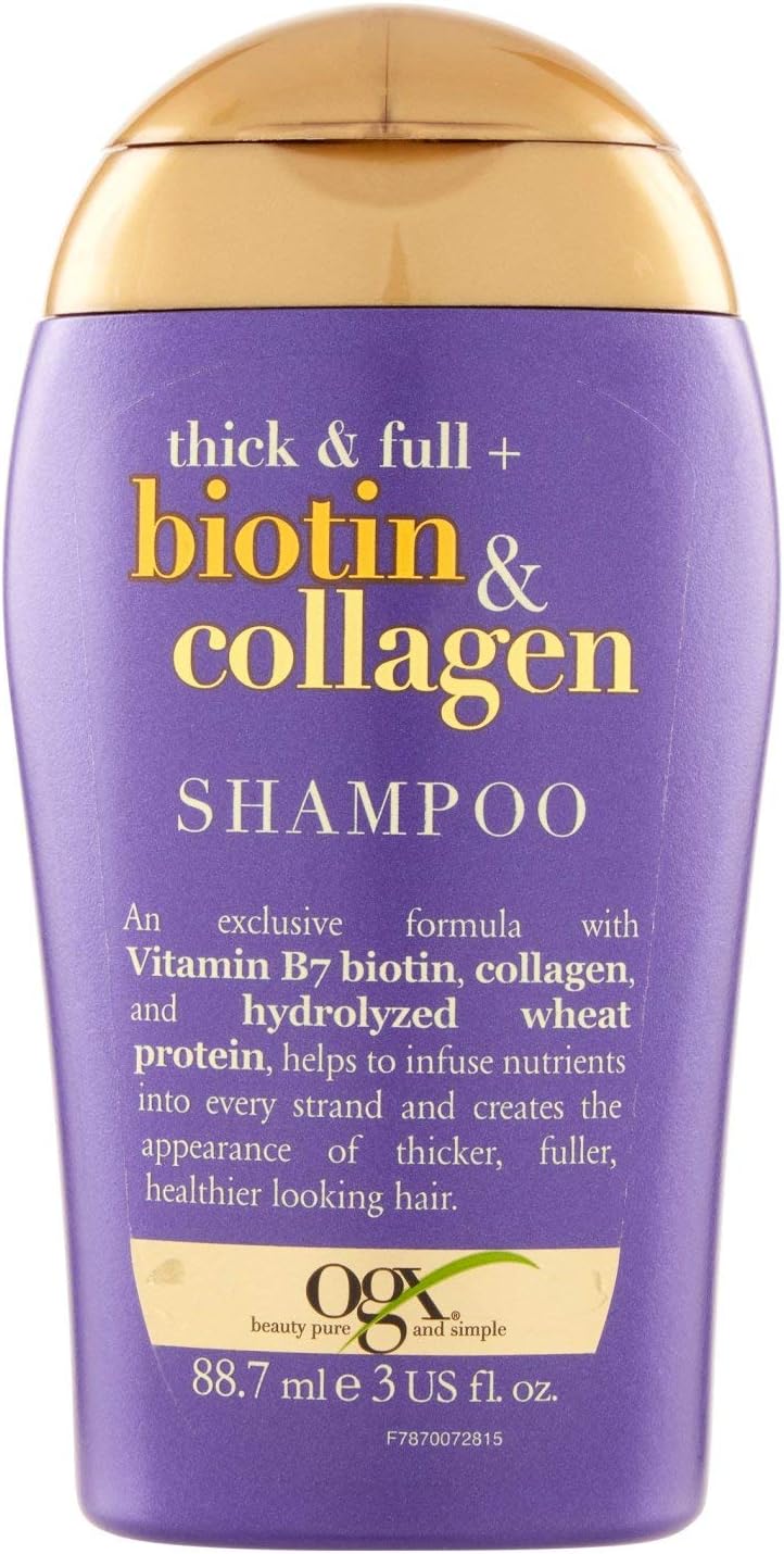 OGX Thick & Full with Biotin & Collagen Shampoo, with Vitamin B7 Biotin, Collagen and Hydrolyzed Wheat Protein