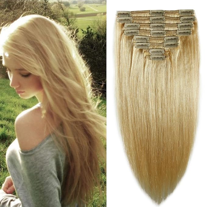 title=Extension Capelli Veri Volumizzante a Clip- #613 Bleach Blonde- 8 Fasce con