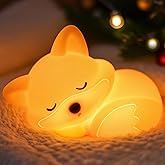 OkiyiD Fox Night Light for Boys Girls, Dimmable Squishy Fox Silicone Animal Lamp, Cute Foxes Gifts Decor Nightlight for Birthday Xmas Gifts