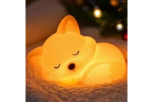 OkiyiD Fox Night Light for Boys Girls, Dimmable Squishy Fox Silicone Animal Lamp, Cute Foxes Gifts Decor Nightlight for Birthday Xmas Gifts