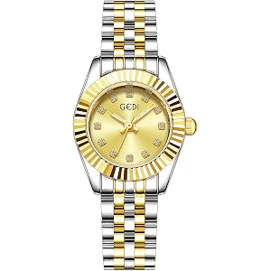 MASTOP Women’s Two-Tone Quartz Watch Small Round Bracelet | Women's Gold & Silver Quartz Vintage Watch Small Round Dial Stain