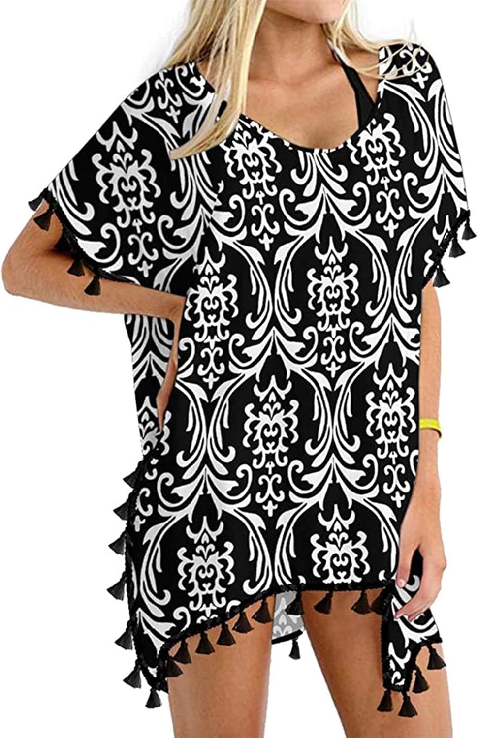 GDKEY Women Chiffon Tassel Swimsuit Bikini Stylish Beach Cover up at  Women’s Clothing store