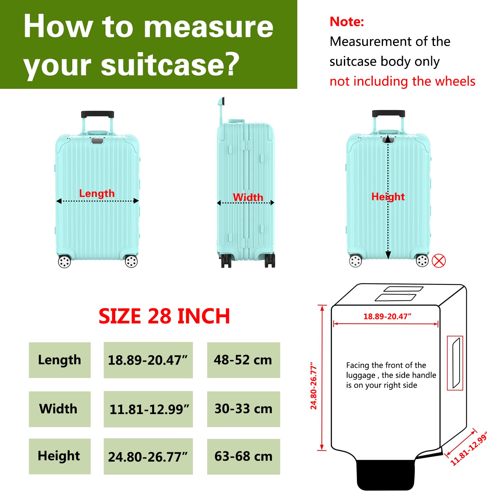 Suitcase Covers For Luggage, 28 Inch Clear PVC Luggage Covers Protector Full Thicken Transparent Waterproof Suitcase Sleeve With Large Velcro for 28