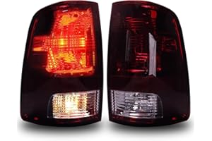 MAYELLO Pair Smoked Red Tail Lights w/Bulbs for 2009-2018 Dodge Ram 1500 2500 3500, 2019-2024 Ram 1500 Classic,Black Out Dark Rear Lamps fit Factory Halogen Trims Only