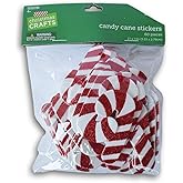Christmas Glitter Candy Cane Foam Stickers - 60 Count - 2.1 Inches