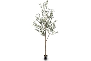 LYERSE 6ft Artificial Olive Tree Tall Fake Potted Olive Silk Tree with Planter Large Faux Olive Branches and Fruits Artificial Tree for Office House Living Room Home Decor