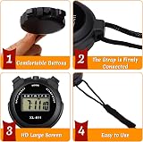 Dacitiery 3 Pcs Sports Stopwatch Timer Lap Split Digital Countdown Alarm Clock view 3