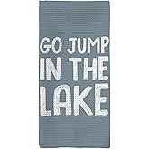 Tzhim Lake House Gifts Hand Towels, The Coastal Lake Dish Towels Dishcloths Tea Towels for Kitchen, Go Jump in The Lake Kitchen Towels, Blue Coastal Lake Kitchen Bathroom Decor, 16x24in