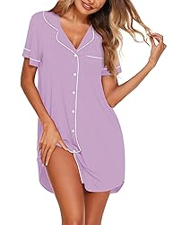 Ekouaer Button Nightgowns for Women Short Sleeve