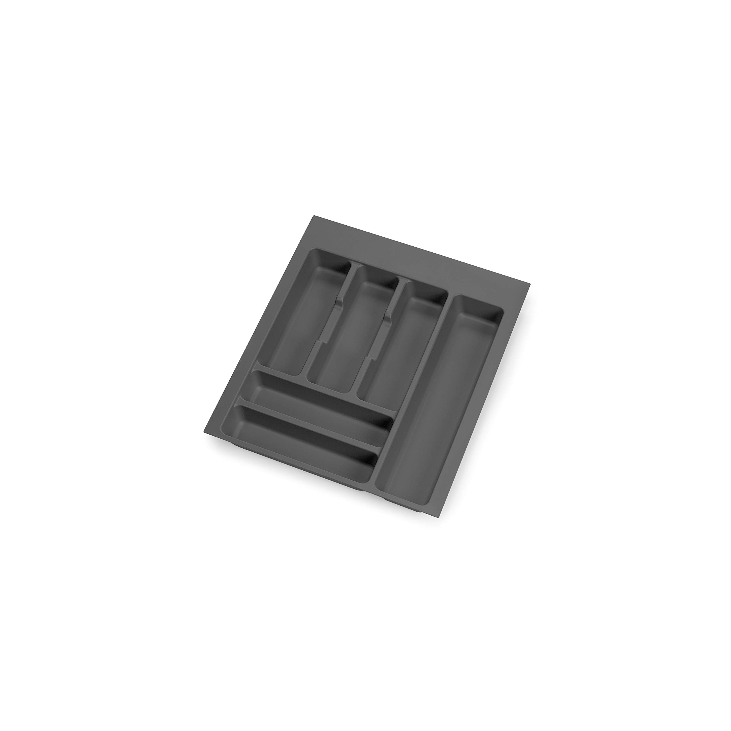 Emuca - Cutlery Organizer, kitchen drawer organizer, cutlery tray, 6 compartments, 45cm module, Plastic, Anthracite Grey