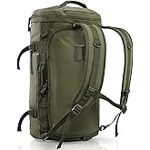 Haimont 45L Gym Duffle Backpack Bag Convertible Travel Duffle with Shoes Compartment for Men Women with Straps, Water-resistant, Army Green