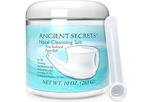 Ancient Secrets Nasal Cleansing Salt, Non-Iodized – USP-Grade Sodium Chloride for Any Neti Pot, Sinus Irrigation System, 10 Oz + Single-Use Travel Pack