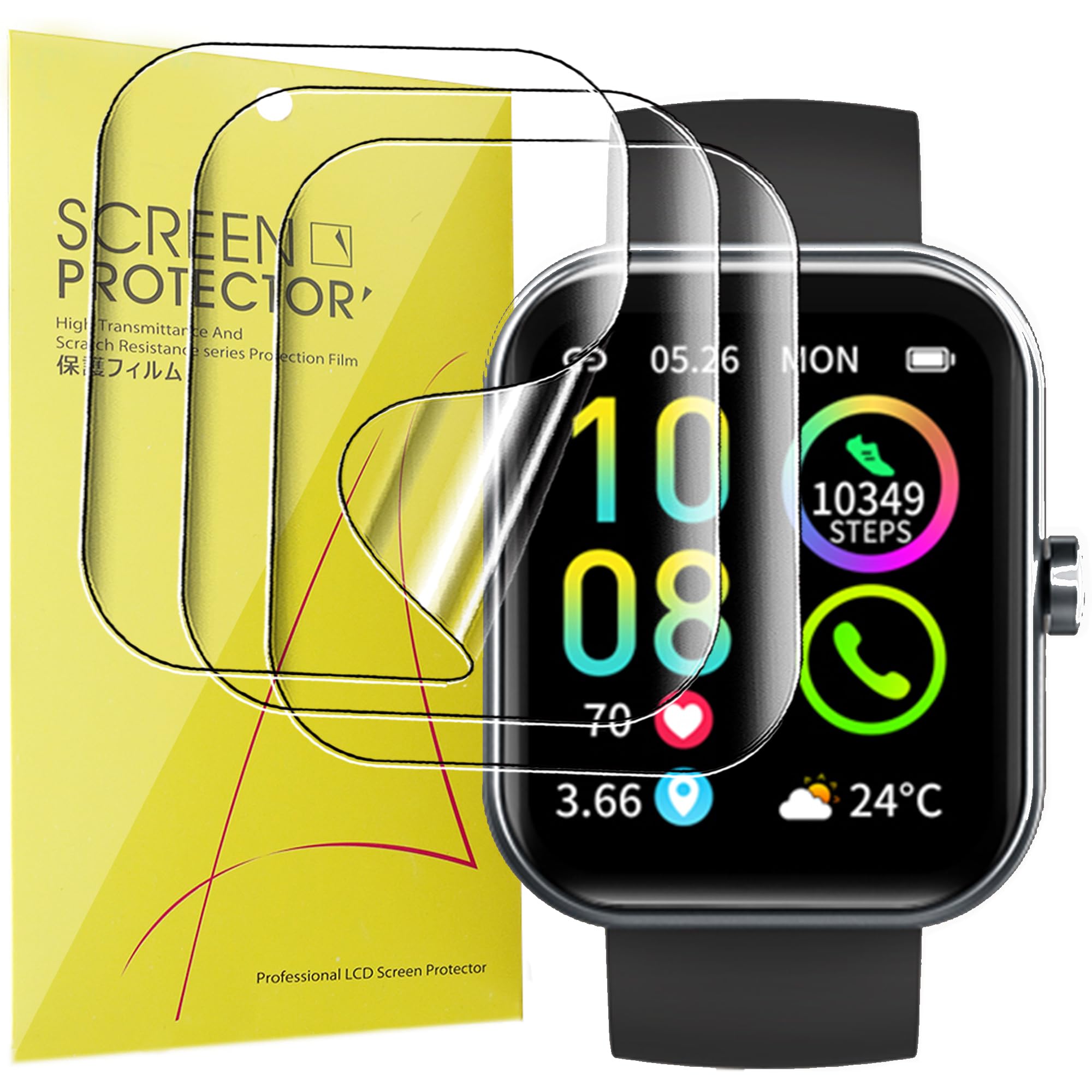 Blueshaweu Compatible for Zakotu Y66 Smart Watch Screen Protector, [6 Pack] Full Coverage TPU Clear Film for Zakotu Y66 1.96 Inches Smart Watch