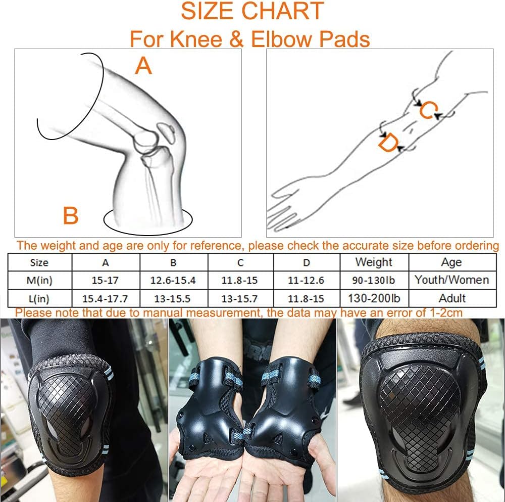 SPOMAT Knee and Elbow Pads with Wrist Guards Kids Adults 6 in 1 Protective Gear Set for Skating, Rollerblading, Scooter, Riding Sports : Sports & Outdoors