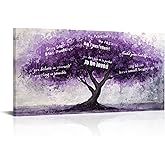 OuElegent Inspirational Wall Art Print Purple Motivational Quotes Canvas Purple Tree Painting, 24 x 48 inches (purple)