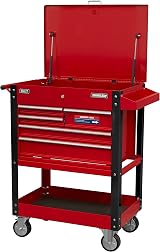Sealey Heavy Duty 5 Drawer Tool Parts Trolley Lockable Top Mobile Workshop view 4