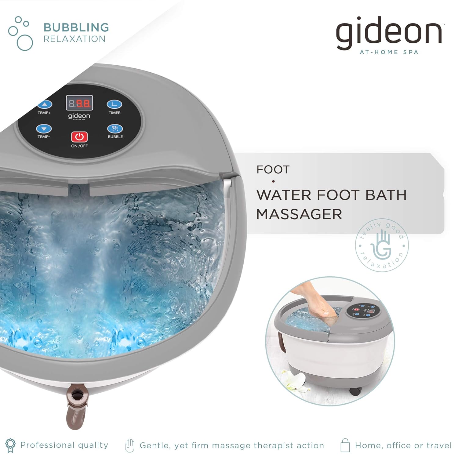 Gideon Luxury Therapeutic Heated Foot Spa Bath Massager with Lights and Bubbles: Beauty