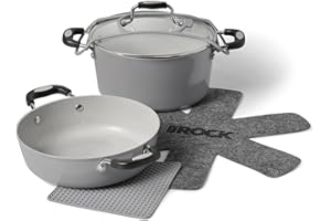 Starfrit The Rock Terra Ceramic Non-Stick 6-Piece Cookware Set, PFAS-Free, Casserole & Dutch Oven, Silicone Band, Trivet & Pa