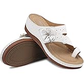 SHIBEVER Wedge Sandals for Women Dressy: Comfortable Sandals for Women - Summer Casual Walking Slip On Split Toe Wedges