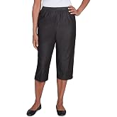 Alfred Dunner Women's All Around Elastic Waist Denim Petite Capris Pants - Elastic Waist Jeans