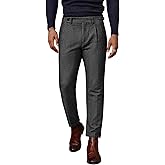 PJ PAUL JONES Mens Tweed Herringbone Pants Winter Warm Business Dress Pants for Wedding Grey