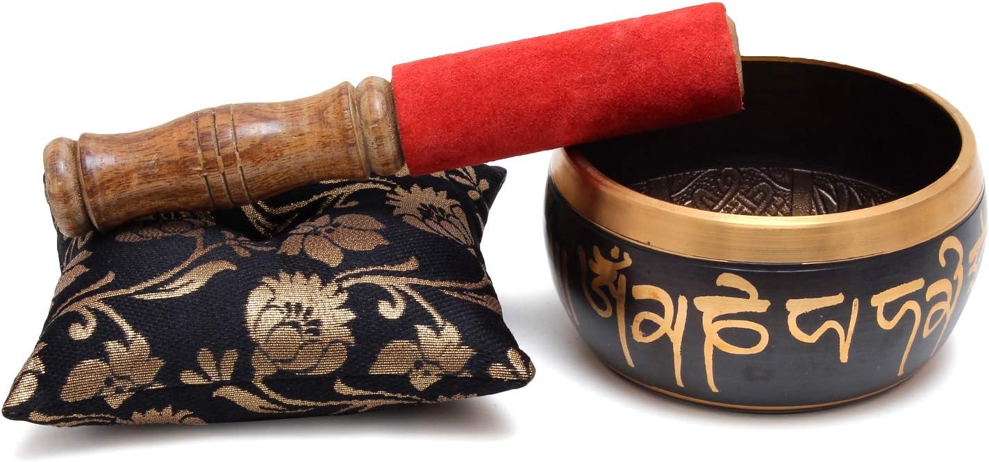 Zap Impex Beautiful Handmade Brass Buddha Sound Bowl Tibetan Meditation Yoga Sound Bowls 4 inch, Black - Image 3