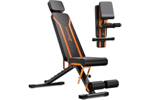 700LBS Adjustable Weight Bench with Headrest - Bonvork Foldable Workout Bench Press with Thickened Steel for Home Gym,Incline Strength Training Exercise Bench for Full Body with 3 Sec Fast Folding