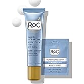 RoC Multi Correxion 5 in 1 Anti-Aging Eye Cream for Puffiness, Under Eye Bags & Dark Circles, Skin Care Treatment with Shea Butter, (.5 oz) with Night Cream Packette (Packaging May Vary)