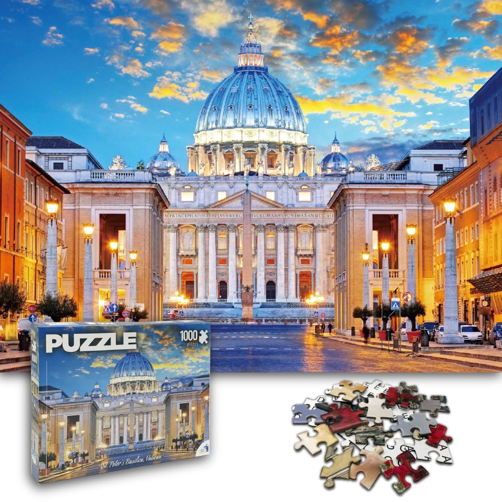 Universal Castle 1000 Pieces Jigsaw Puzzles for Adults Landscape Panorama Italy Sense Photo Classic Impossible Puzzle (St. Peter's Basilica, Vatican) — image 1