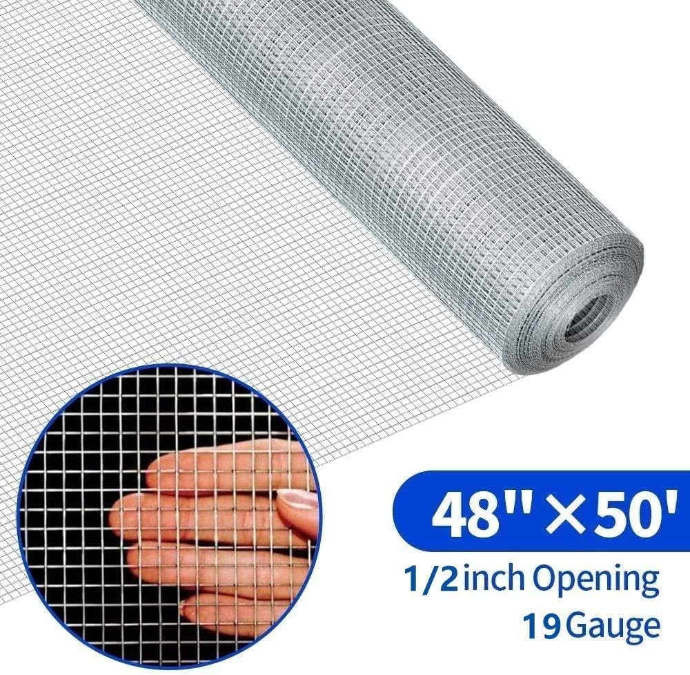 Amagabeli 48x50 Hardware Cloth 1/2 Inch 19 Gauge Square Galvanized Chicken Wire Fence Mesh RABIT Wire Fence Poultry Netting Cage Snake Fence : Garden & Outdoor