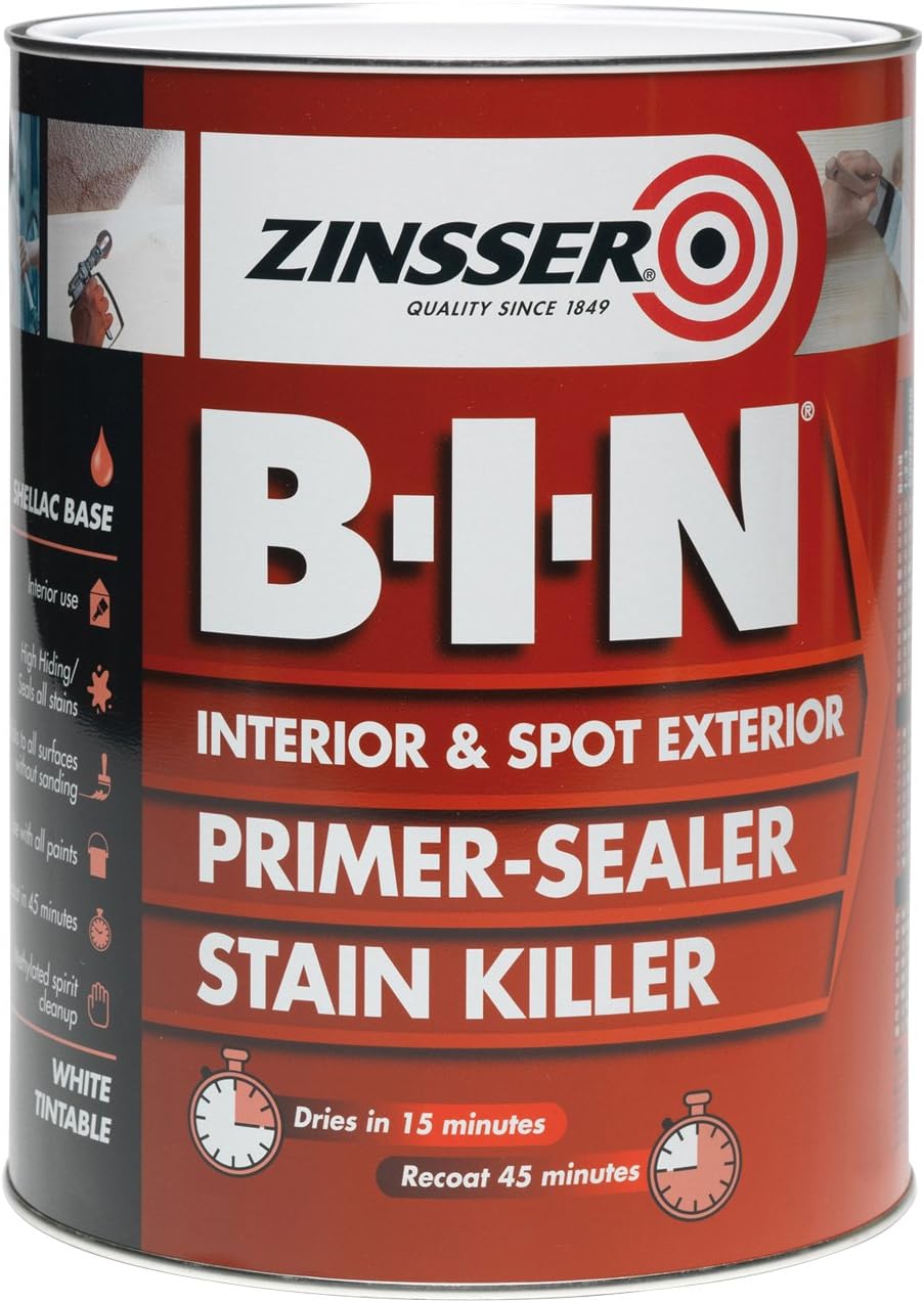 Zinsser B.I.N 500ml Primer Sealer Stain Killer Shellac-Based