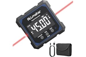ALLmeter USB Rechargeable Digital Angle Finder with Laser – 4-Side Magnetic Inclinometer,0.05° Resolution,IP54 Digital Level with Backlit Display,Protractor Gauge Tool for Woodworking,Construction DIY