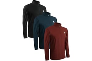 JumGear-Life 3Pack Men's Quarter Zip Pullover Sweatshirts Long Sleeve Workout Athletic Active Performance Shirt Dry Fit