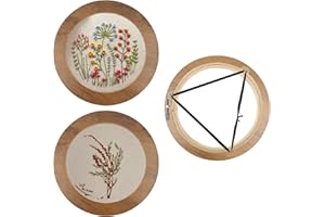 JOYHUATRADE 3 Sets Upgraded Wood Embroidery Frames with Bamboo Hoops, 6 Inch Round Embroidery Display Frame for Finished Cross Stitch and DIY Art Craft Sewing Ornaments (Easier to Install)